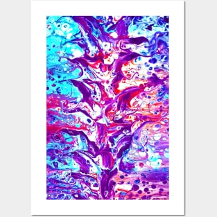 Abstract Bean Stalk in Purple Blues Red Posters and Art